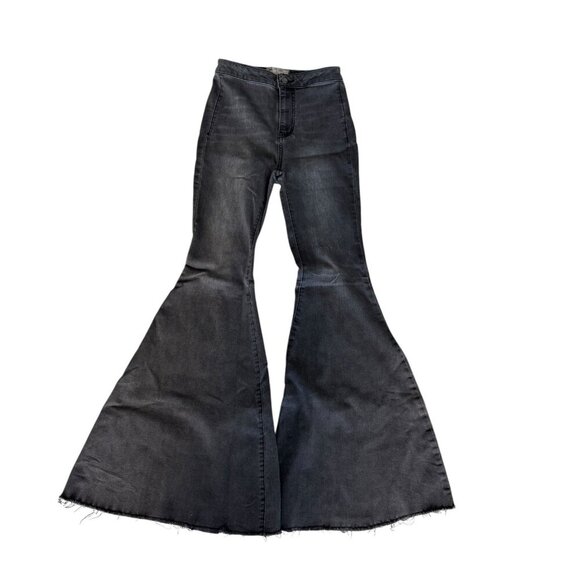 Free People We The Free Just Float On Flare Jeans Black Size 26 Bell Bottom - Picture 12 of 12